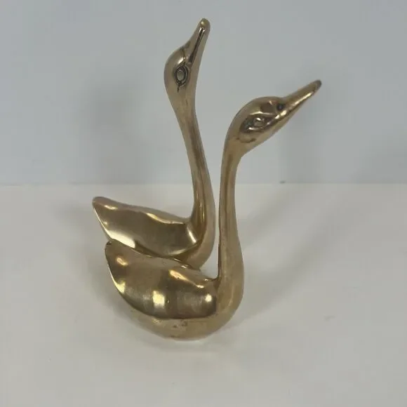 Brass Ducks/ Swans /Birds Paperweight MCM VTG Figurine Set Of 2  5-5/8” & 5-1/8” - Picture 3 of 9